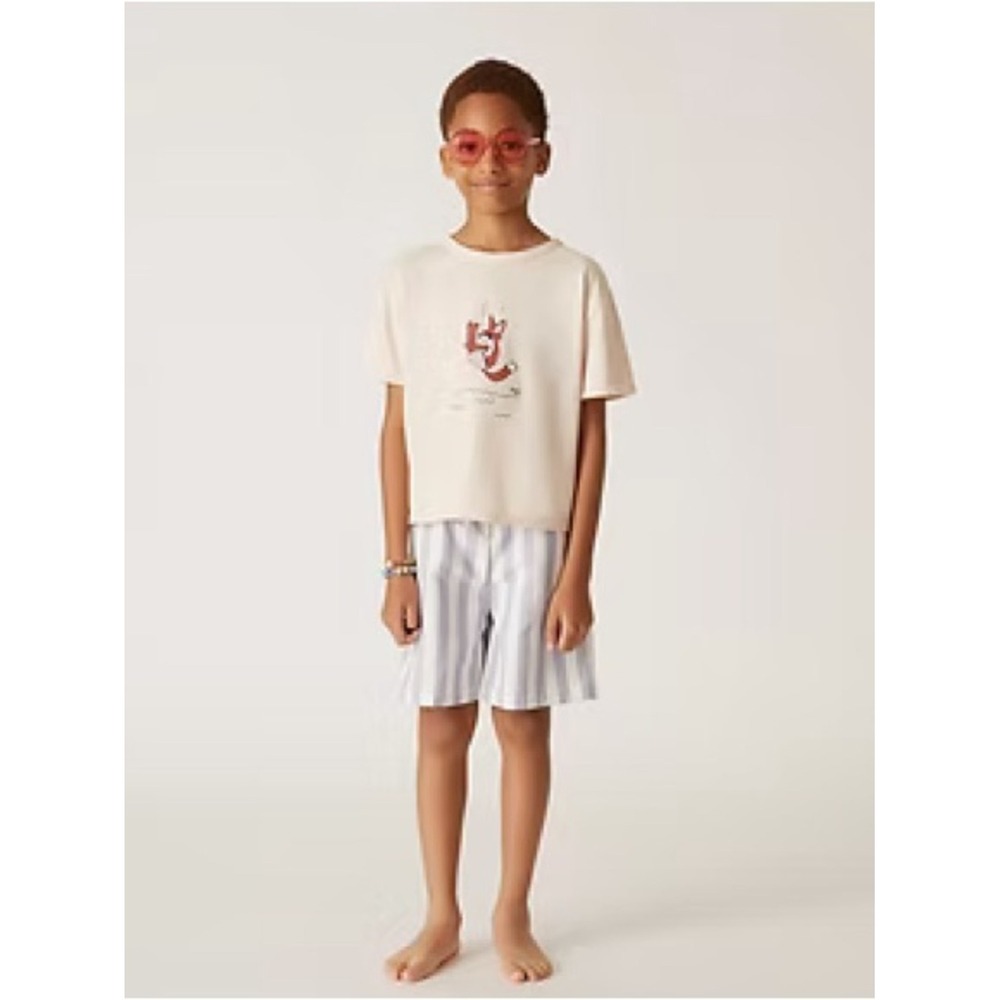 The Sunday Collective Kids Blue Striped WKNDRS Club Swim Shorts Trunks NEW